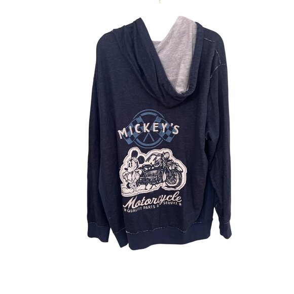 Mickeys Motorcycle Disney Parks Mens Hoodie Sweatshirt XXL Blue Graphic - Picture 4 of 12
